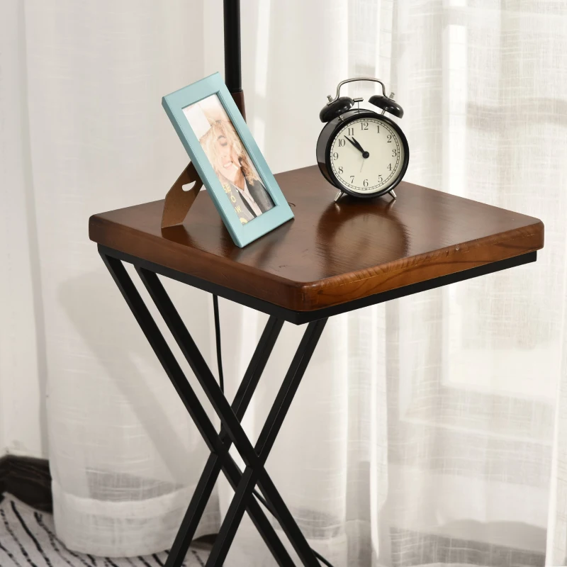 HOMCOM Lampă de Podea Modernă cu Înăcarcător Wireless, Abajur Reglabil și Etajeră Suplimentară, 36x36x165 cm, Negru