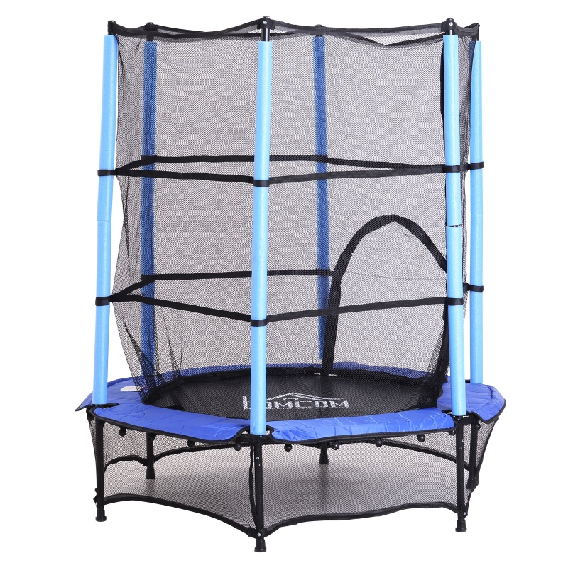 Homcom Trambulina cu Plasa de siguranta, Negru si Albastru, Φ 140 x 162 cm