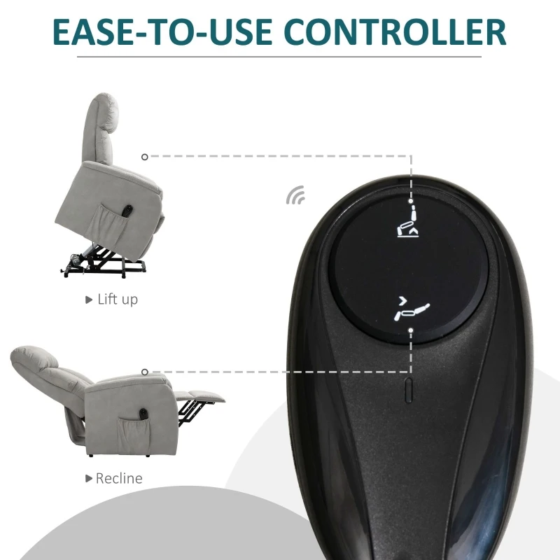 Homcom Fotoliu Electric cu Suport de Ridicare 150° si sistem Recliner pentru Relaxare in Textil, Gri 77x93x110cm