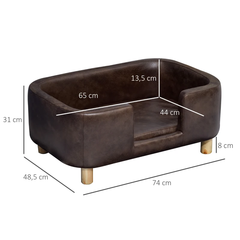 PawHut Canapea pentru animale perna acoperita cu spuma de cauciuc detasabila 74x48.5x31cm