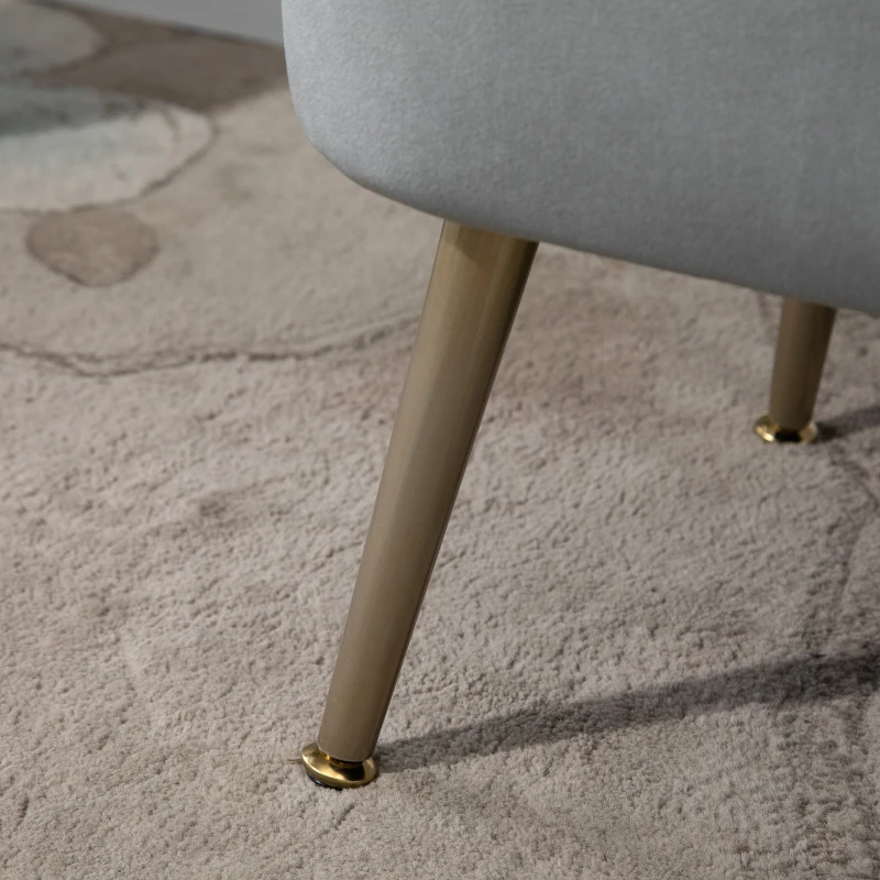 Homcom Pouf Captusit cu Invelis Gri Deschis si Picioare din Metal