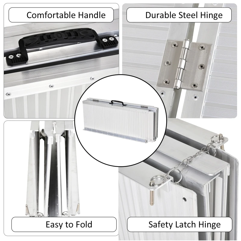 HOMCOM Rampa pliabila pentru scaun cu rotile, aluminiu antiderapant capacitate 270 kg