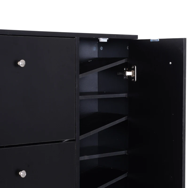 HOMCOM mobilier pentru hol cu ușă pentru pantofi modern din lemn negru 80x24x120cm(m-11)