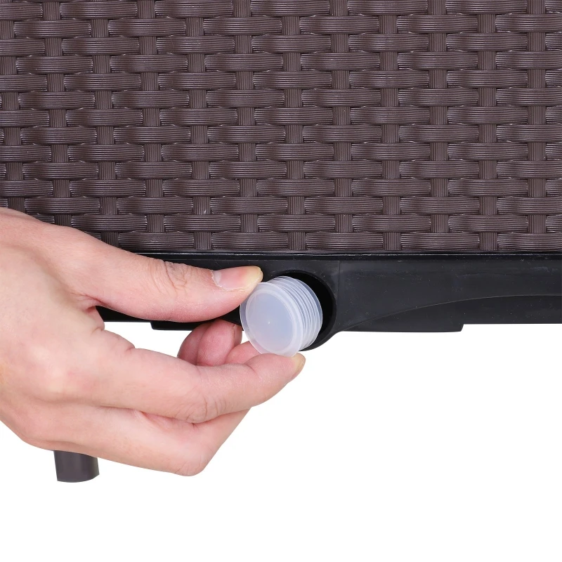 Outsunny Set 2 Buc Vas de Flori Inaltat Componibil in PP Rattan Maro