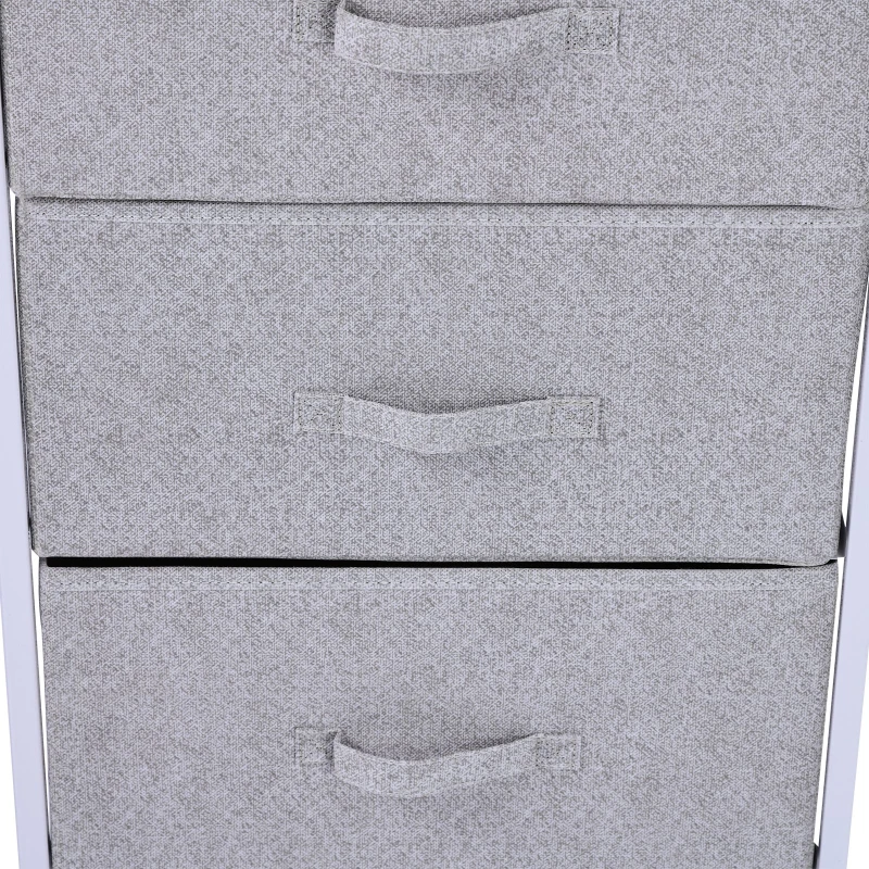 Homcom Mobila Container cu 4 Sertare din Lin Panou Sasiu in Otel Vopsea Praf Raft Superior in MDF Max:25 kg 45x30x92cm