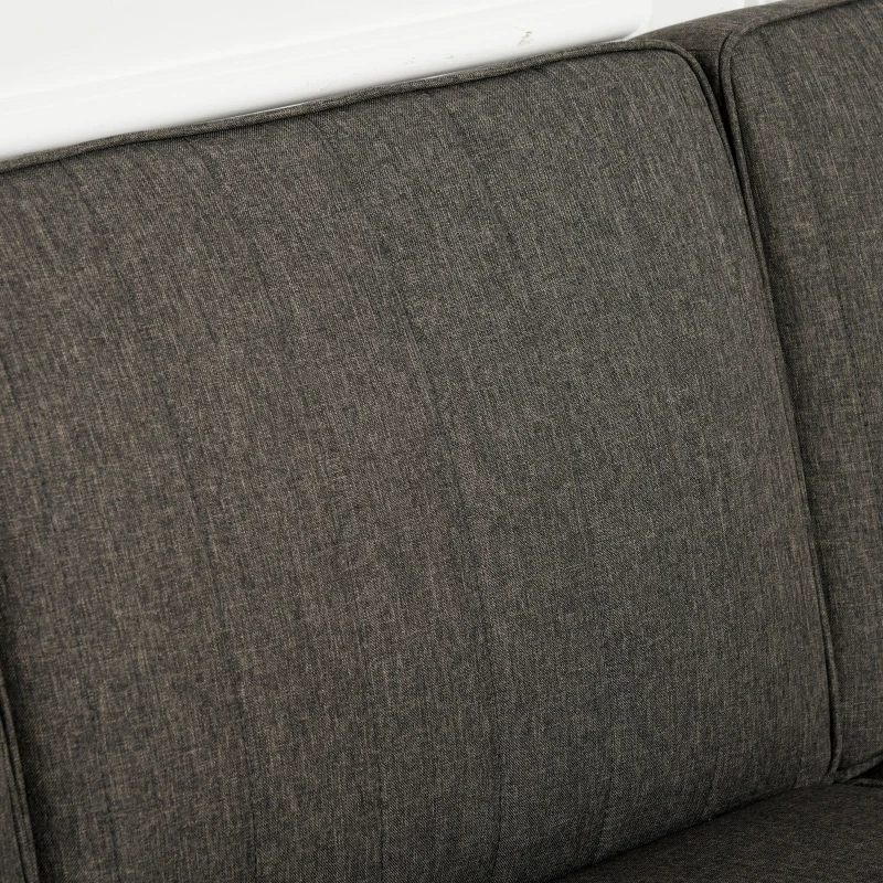 HOMCOM Canapea extensibila de colt cu peninsula din lemn si material textil culoare gri