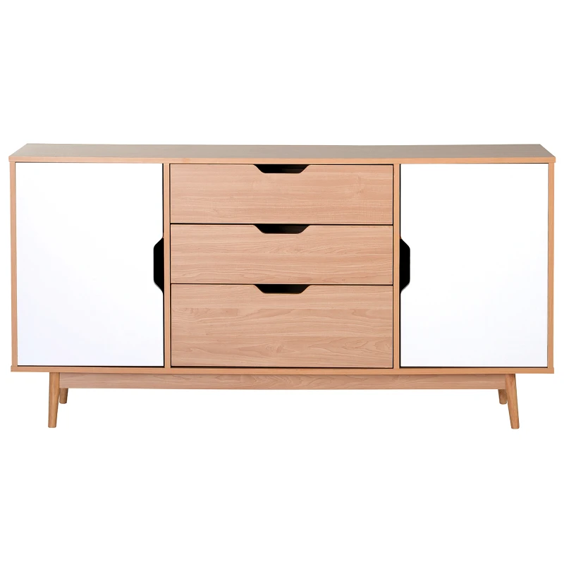 Homcom Mobilier Dulap cu Usi Basculante Comoda Design Nordic Lemn Stejar Alb 145 x 30 x75 cm