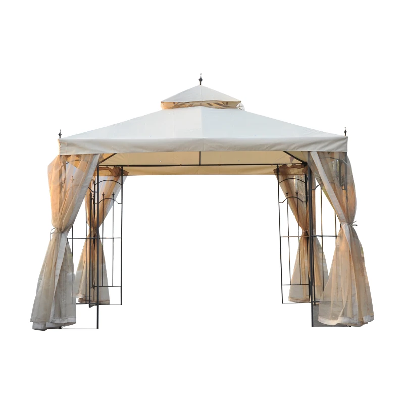 Outsunny Foisor Elegant de Gradina cu Trapa Transpiranta Metal si Poliester 3x3M Crem
