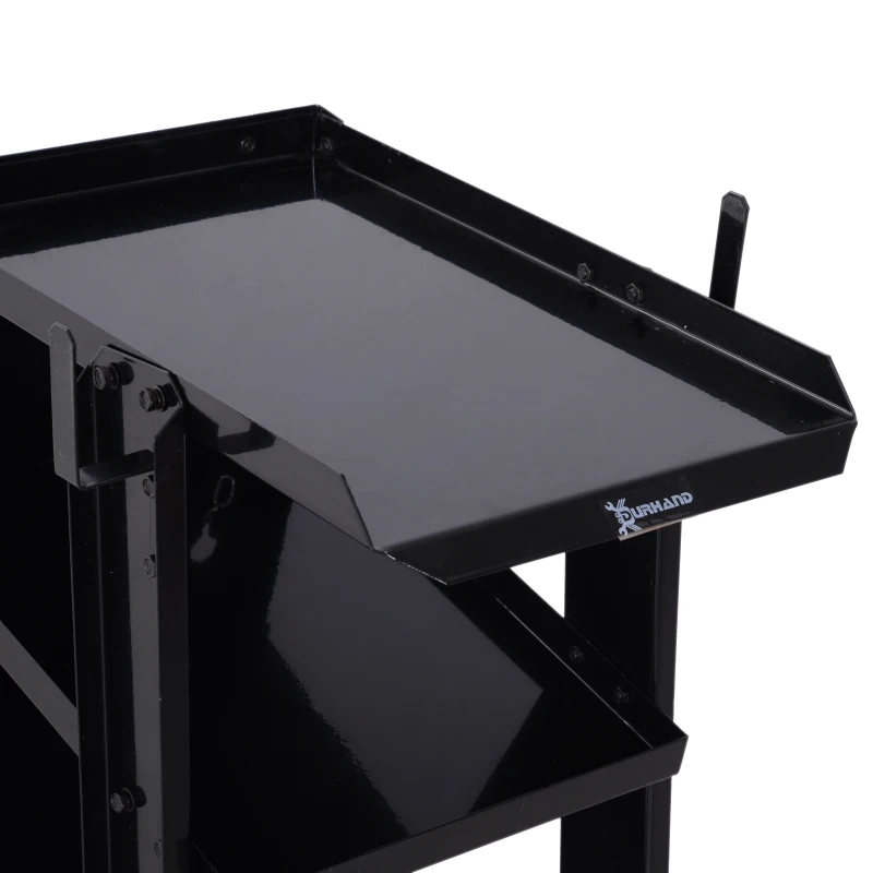 Durhand Carucior de Atelier 3 Rafturi cu Roti – Negru