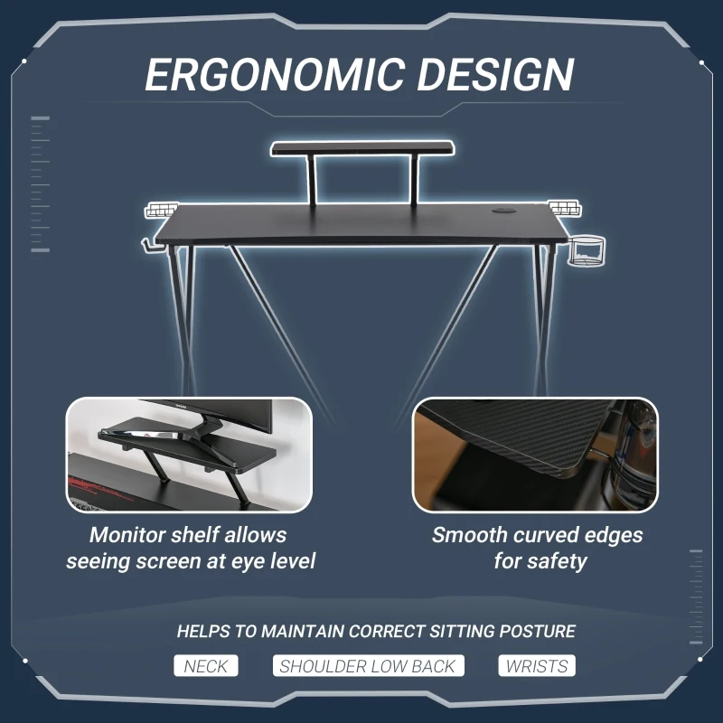 HOMCOM birou gaming pentru computer, 106x60x93.5 cm