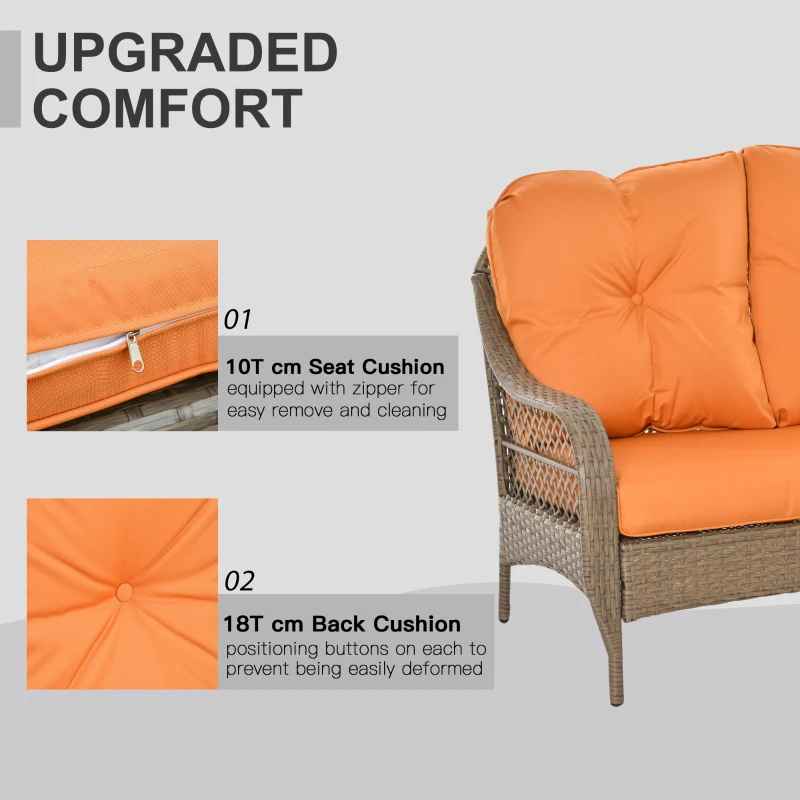 Outsunny Set Mobilier de Gradina in Ratan PE 2 fotolii Canpea cu 2 locuri si masa