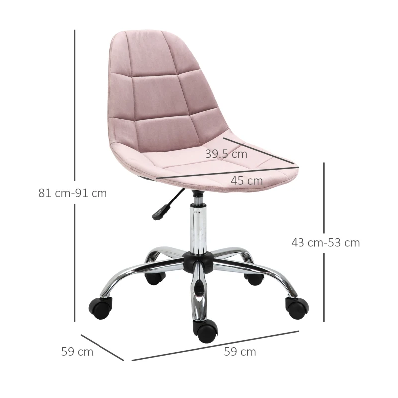 Vinsetto Scaun Pivotant pentru Birou Ergonomic Reglabil Roz
