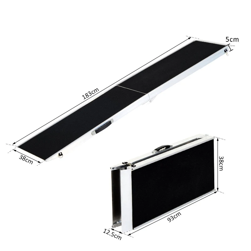Pawhut Rampa Auto pentru Caini Pliabila din Aliaj de Aluminiu, 183x38x5cm