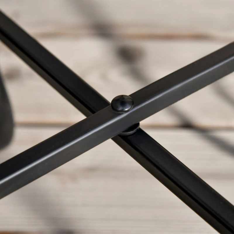 Outsunny Masuta de Gradina si Exterior din Metal si Ceramica Neagra si Portocalie