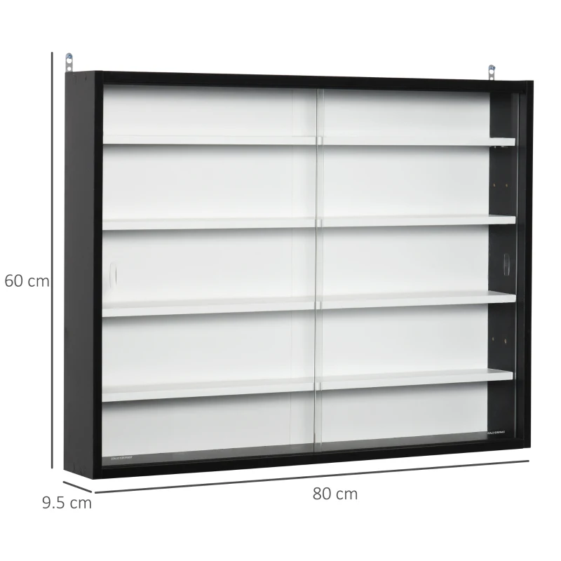 HOMCOM Panou pentru Colectionari cu 5 Etajere Polite Reglabile din Lemn Negru(m-3)