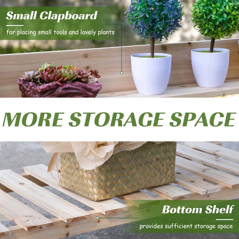 Outsunny Masa de Lucru pentru Gradinarit in lemn cu tava integrata