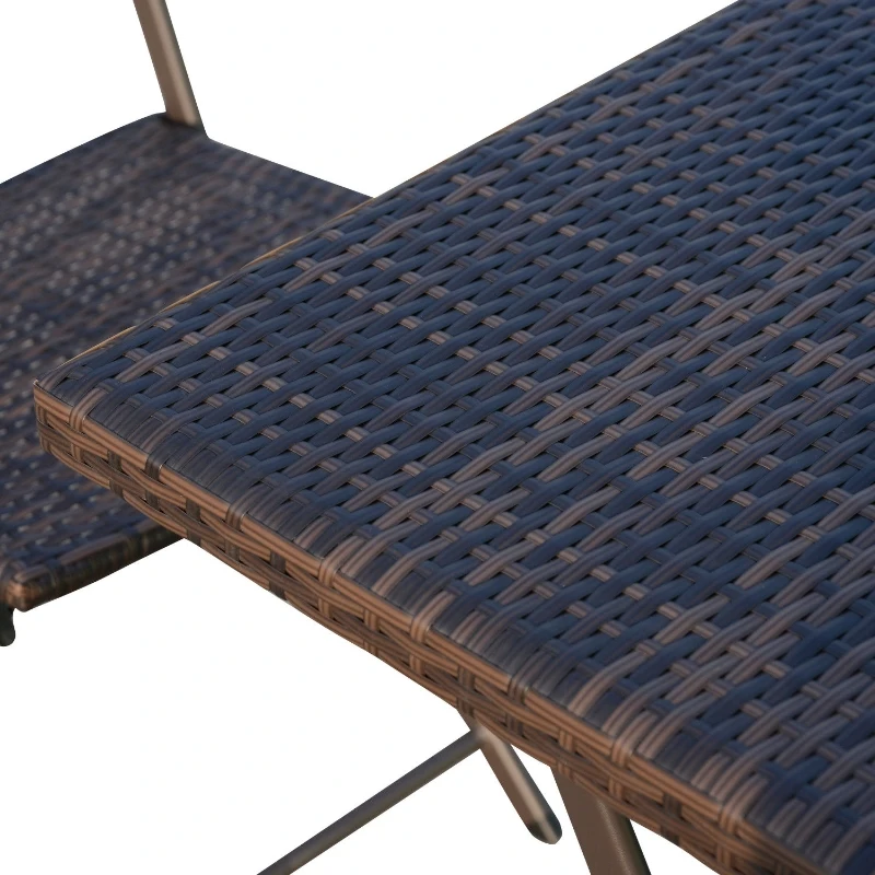 Outsunny set masa de gradina cu 2 scaune pliabile, maro