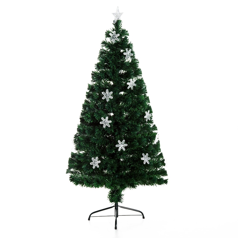 HomCom Brad de Crăciun 20 becuri LED în Formă de Cristal de Zăpadă 150cm