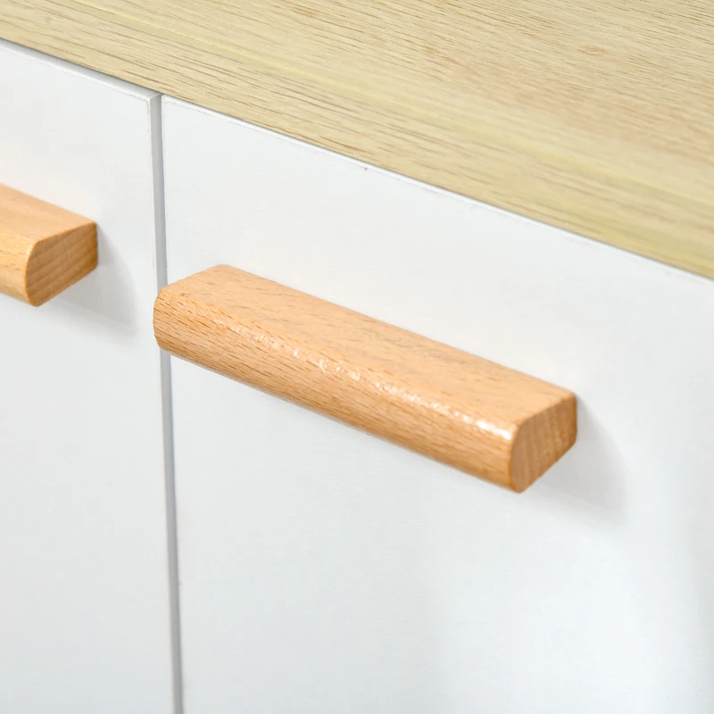 HOMCOM Mobilier multifunctional cu dulap cu 2 usi si compartimente deschise, din lemn, alb