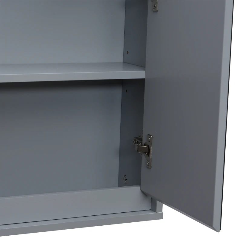Homcom Dulapior Baie Suspendat – Usi Sticla & Raft Reglabil, Gri