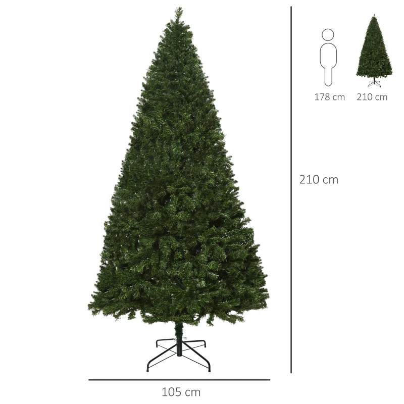 HOMCOM 210cm Brad de Craciun Pin artificial cu ramuri 960 lumini LED 300