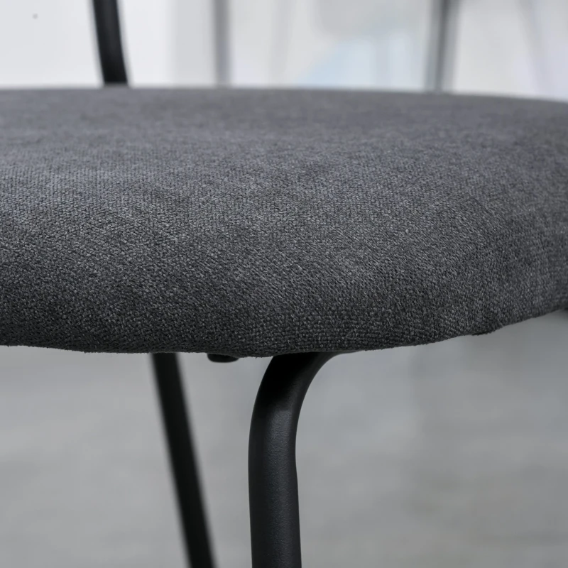 HOMCOM Set de 4 Scaune moderne Capitonate si Stivuibile, din Tesatura si Metal Gri