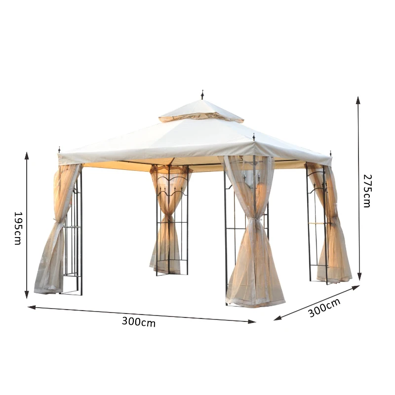 Outsunny Foisor Elegant de Gradina cu Trapa Transpiranta Metal si Poliester 3x3M Crem