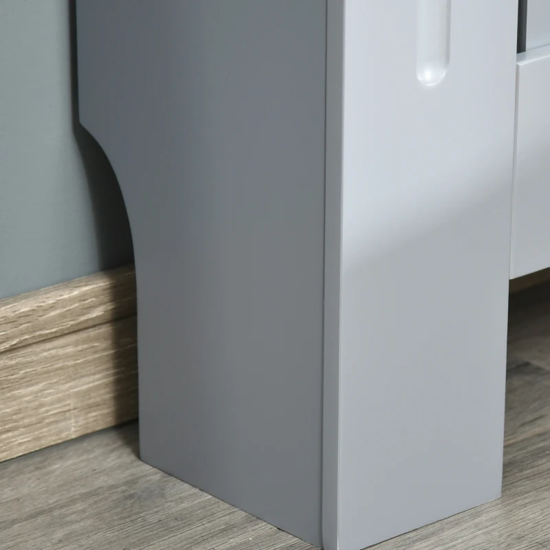 HOMCOM Masca Calorifer Design cu Sipci cu Raft in MDF si Lemn Gri