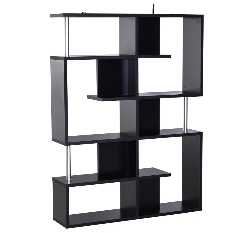Homcom Mobilier cu Rafturi Librarie 5 Niveluri in Lemn, Negru, 120x28.6x160cm