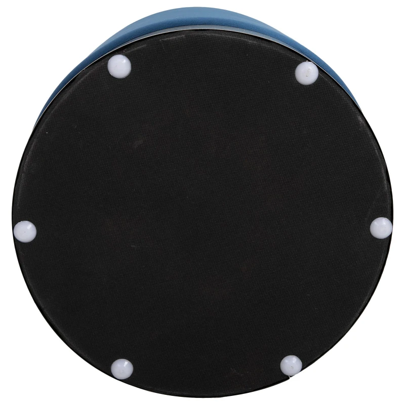 Homcom Pouf Taburet de Design Rotund din Catifea Albastra cu Fundal Auriu Ф36x42cm