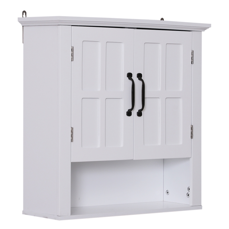 Homcom Dulapior 2 Rafturi de Montat pe Perete de Perete Bucatarie Baie Lemn 60x19,8x58cm Alb