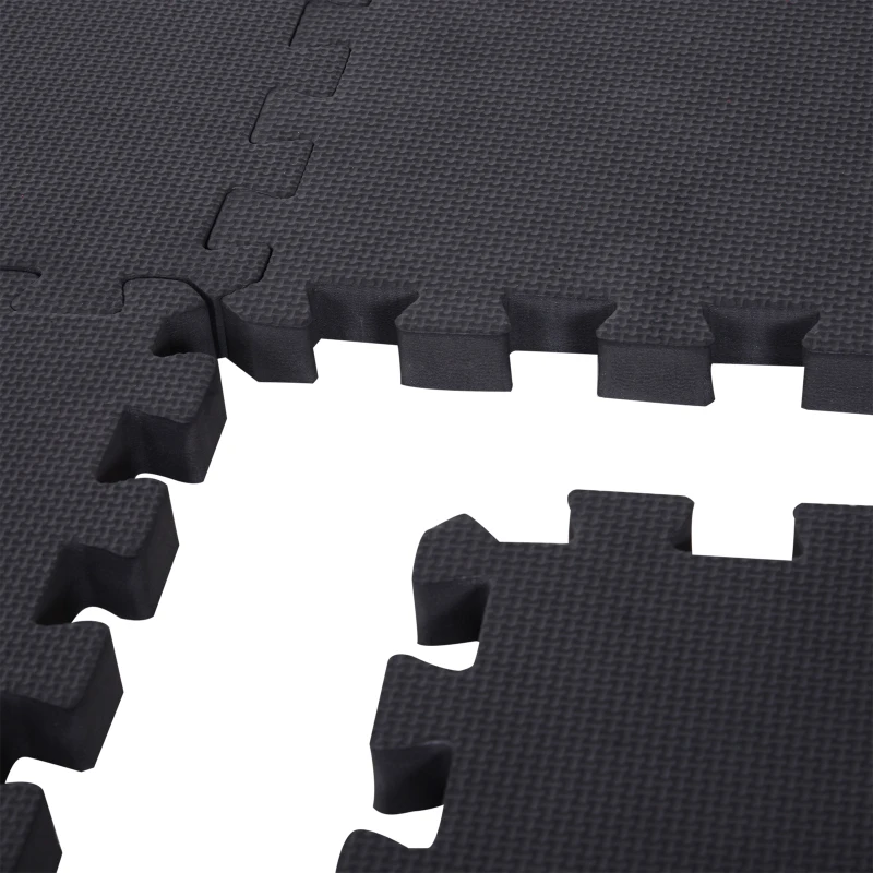 HOMCOM Covor Puzzle in EVA pentru Casa si Sala Nealunecoasa 8 Bucati cu Margini,Negru 63.5x63.5x2cm