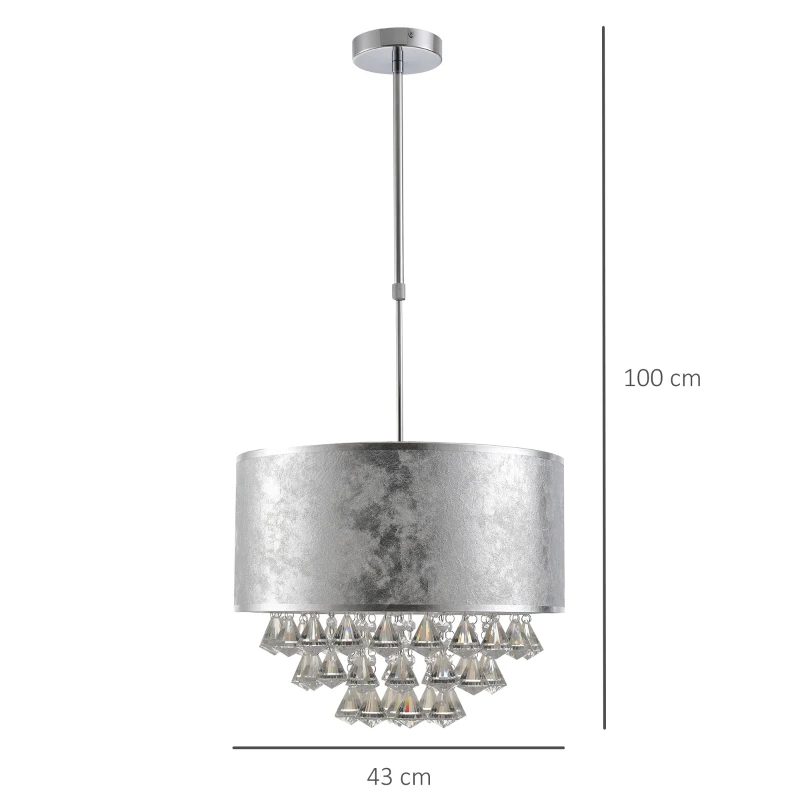 HOMCOM Candelabru Modern din Cristal Inaltime Reglabila, 44 Pandantive din Sticla