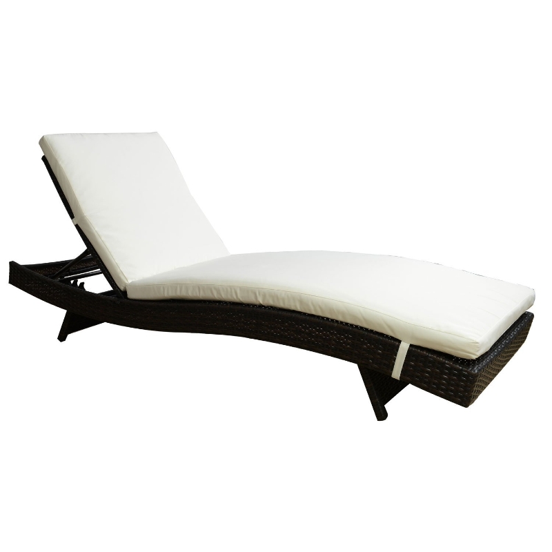 Outsunny Sezlong pentru Plaja Reclinabil din Rattan cu Saltea, Maro