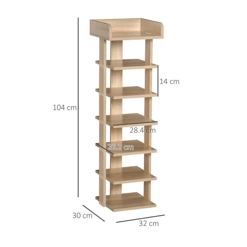 HOMCOM Dulap pentru Pantofi din Lemn 6 pantofi cu Raft de depozitare 32x30x104cm