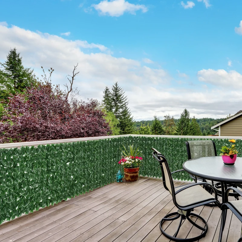 Outsunny Rulou Artificial de Gard Viu din PE, Anti-UV, 300x100 cm, Frunze Verde inchis(m-2)
