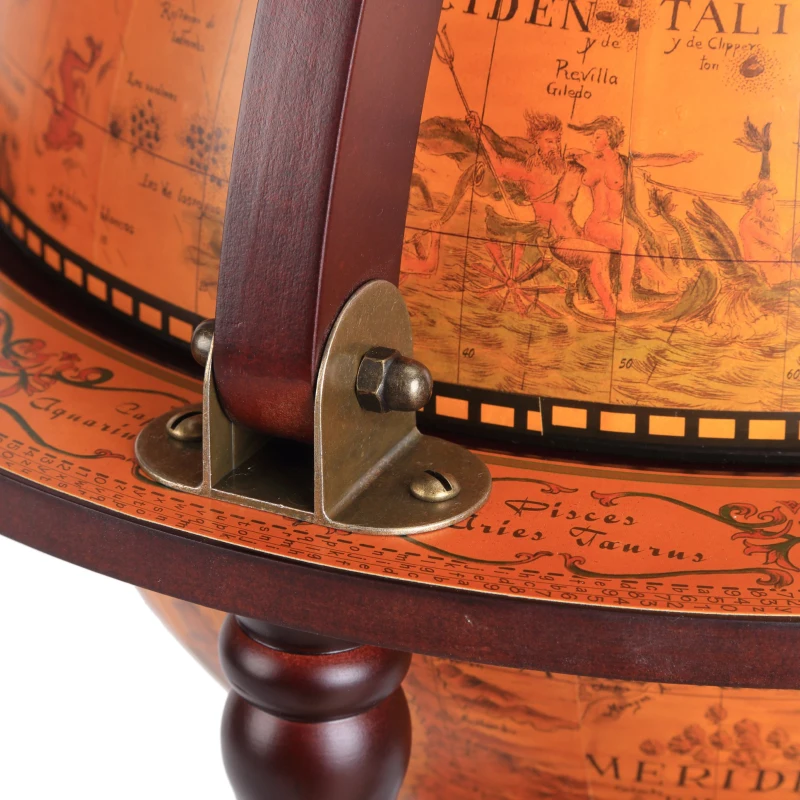 HOMCOM minibar vintage, glob pamantesc, Ф44x87cm