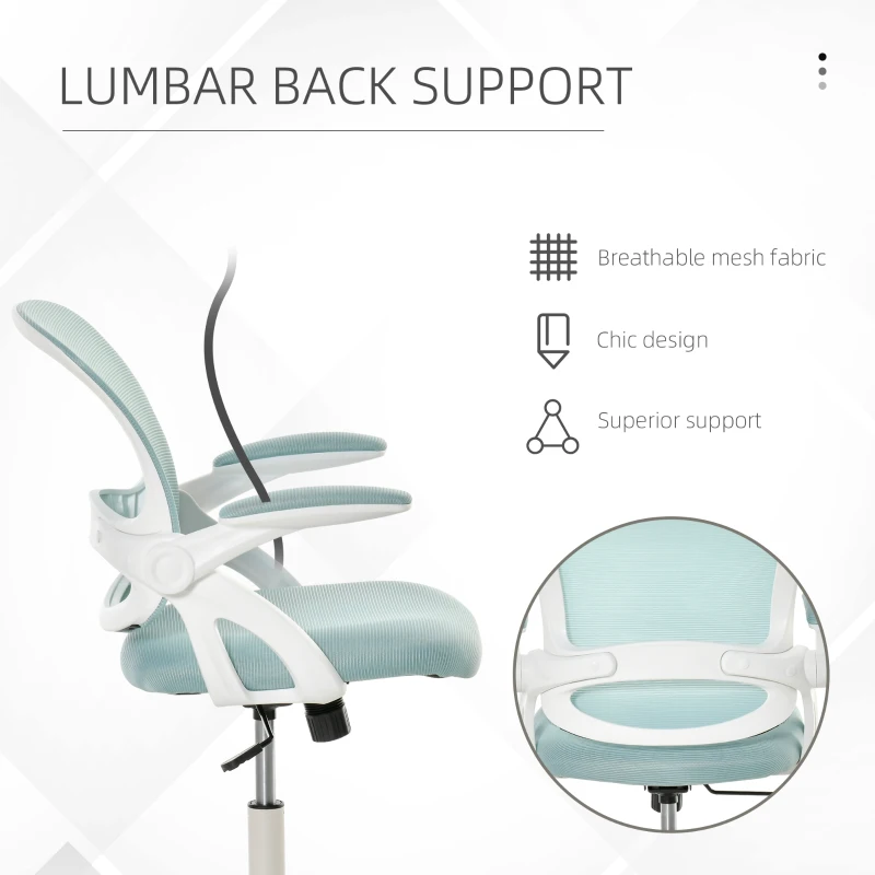 Vinsetto Scaun de Birou Ergonomic Spatar din Plasa si Sezut Capitonat Albastru