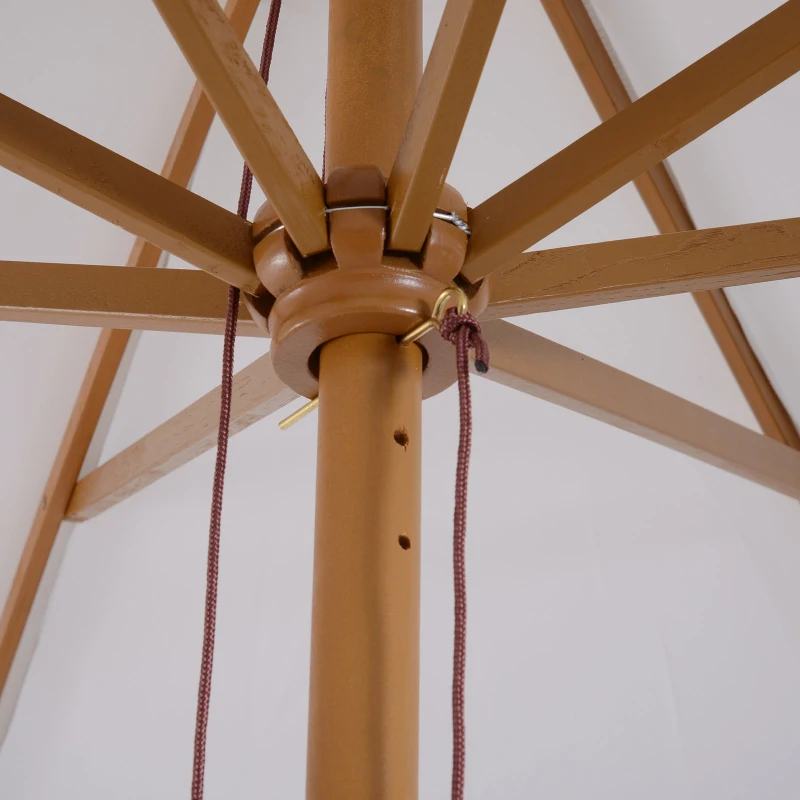 Outsunny Umbrela din Lemn Umbrela Soare pentru Gradina Balcon Alb 3 m