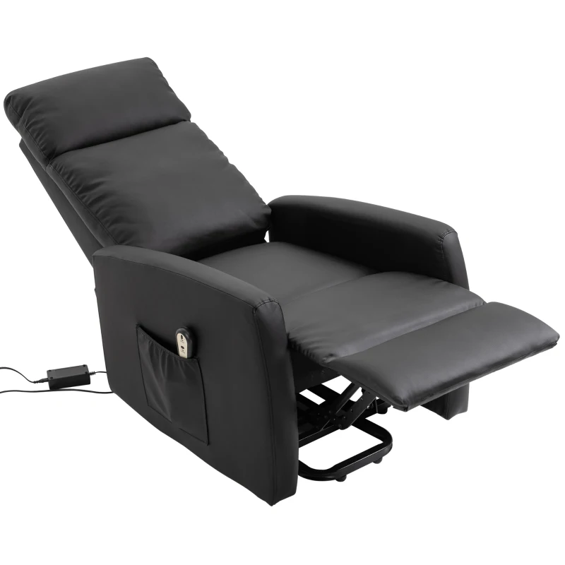 HOMCOM Fotoliu Ridicare Electric 145° – Rabatabil pentru Varstnici, Negru