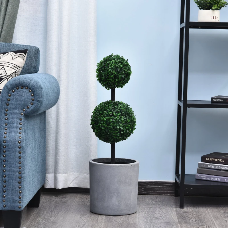 Outsunny Planta Artificiala Cimisir Doua Sfere de Extern si Intern cu Vas Ф23 x 67cm