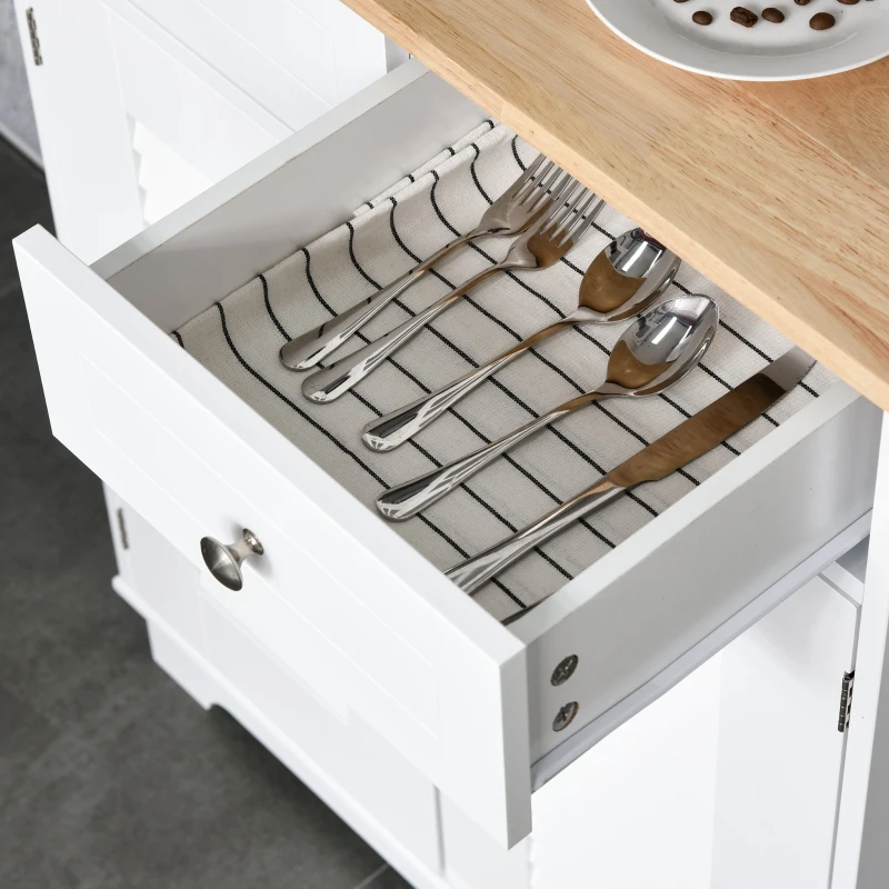 Homcom Bufet Bucatarie Lemn Alb – Dulap Spatios cu Design Elegant(m-8)