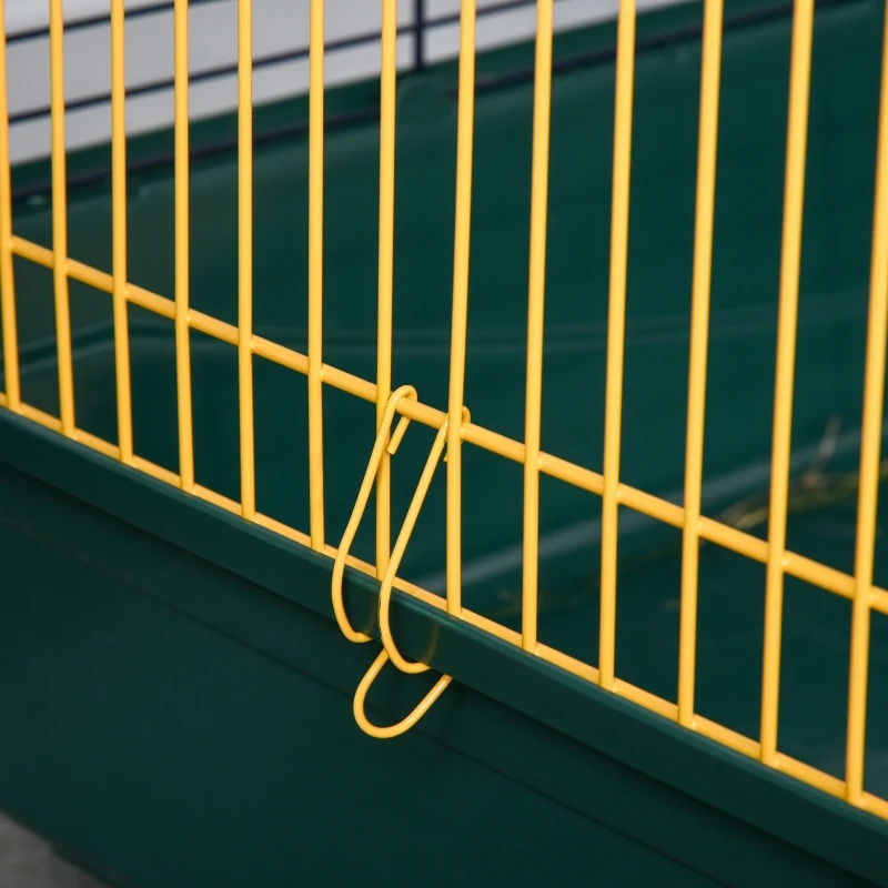 PawHut Cusca pentru iepuri cu 2 Niveluri cu Rampa, 3 Usi si 2 Alimentatoare