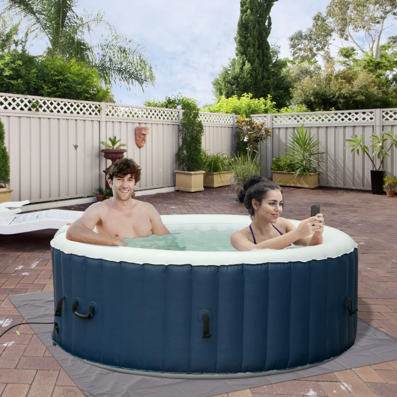 Outsunny Hidromasaj Gonflabil 100 Jeturi Incalzire 40° C pentru 4-6 Persoane