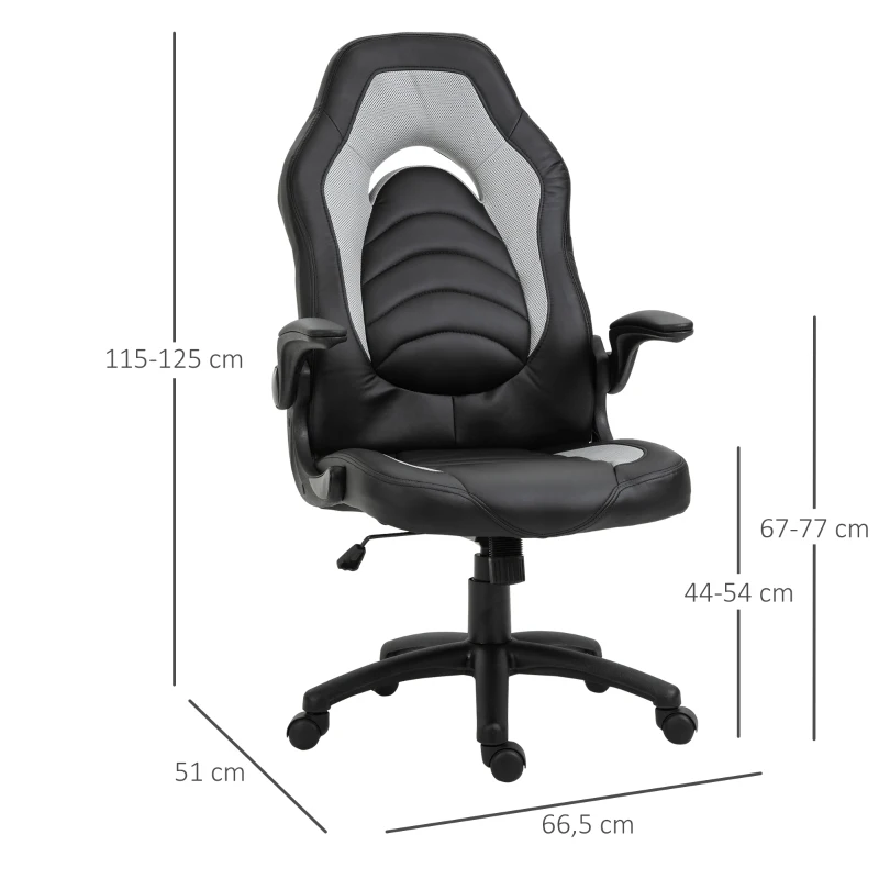 Vinsetto Fotoliu de Gaming din Piele ecologica Functie de Balansare Ajustabila Cotiera Rabatabila