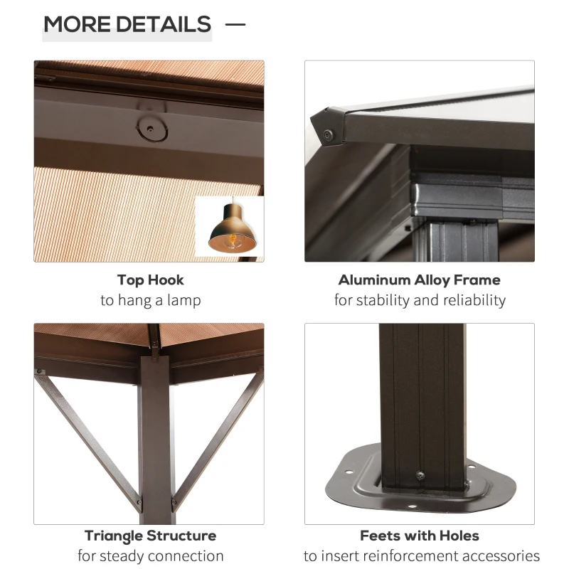 Pavilion cu acoperis rabatabil 345x280cm, maro