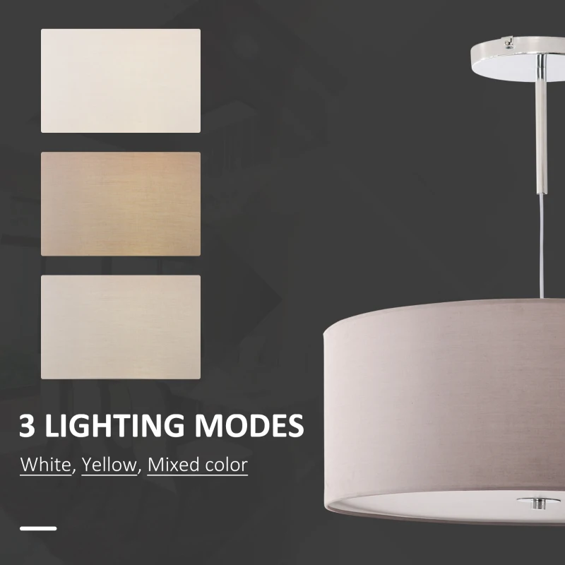 HOMCOM Lustra moderna cu LED-uri reglabile, Plafoniera suspendata, Candelabru de culoare neutra, 59x59x44cm