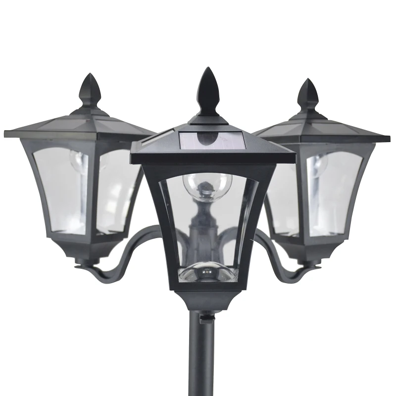 Outsunny Felinar Gradina 182,5 cm – LED cu Energie Solara, Negru