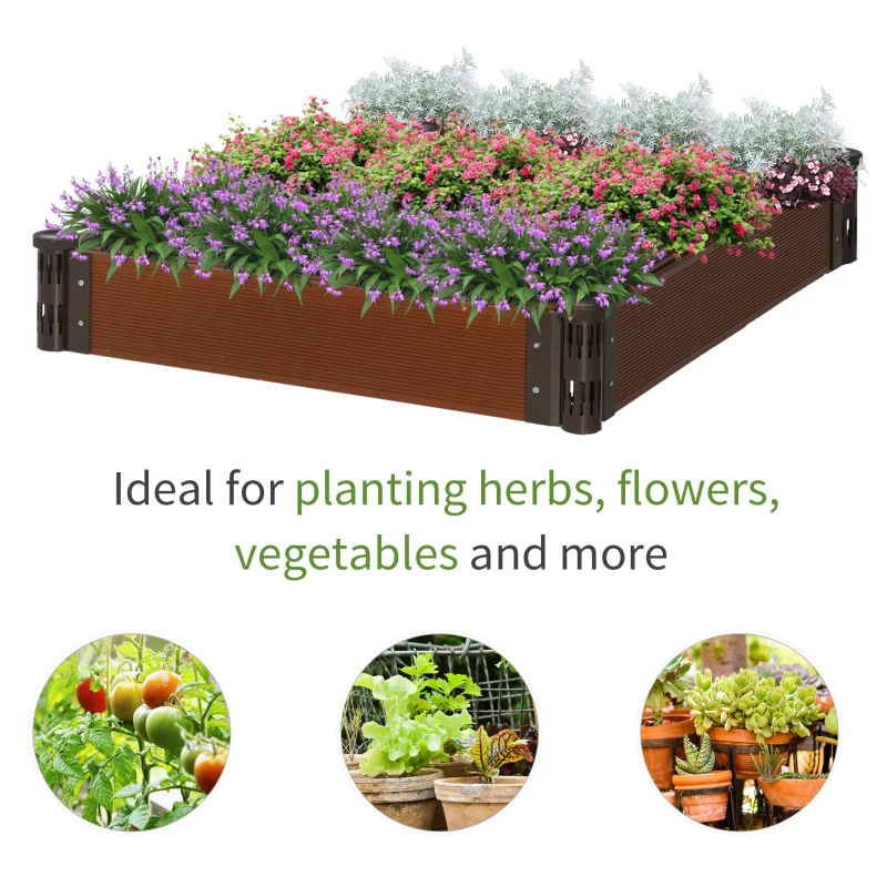 Outsunny Pat pentru Plante si Legume in aer liber de Gradina in HDPE, Maro