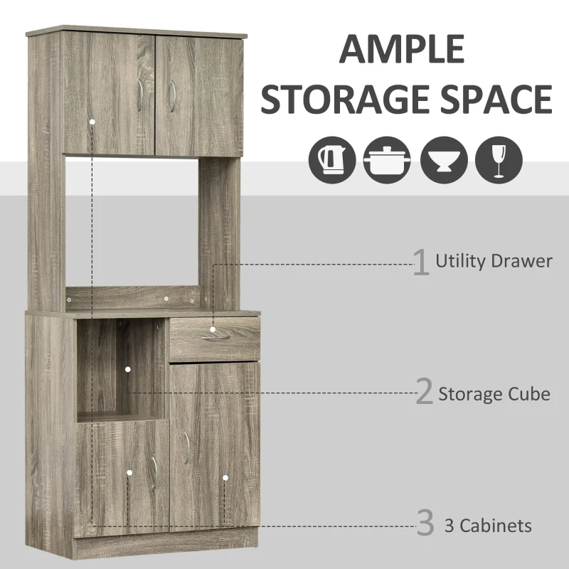 HOMCOM Bufet Modern pentru Bucatarie sau Sala de Pranz, 71x41x178cm - Gri(m-4)